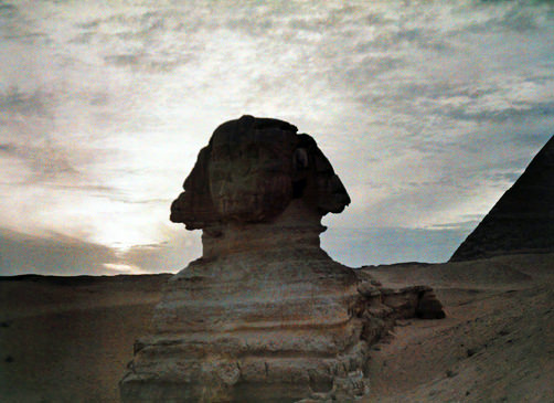 #17 View of the Great Sphinx at sunset.