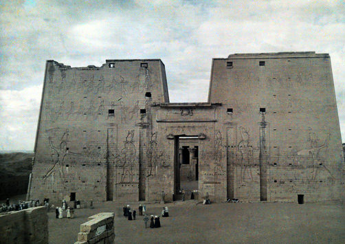 #37 People standing outside the Temple of Horus.