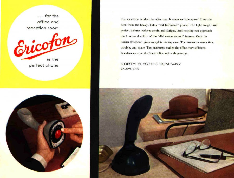 #10 Vintage Ads of Ericofon: The Lightest One-Piece Rotary Dial Telephone introduced in the 1950s #10 Vinta