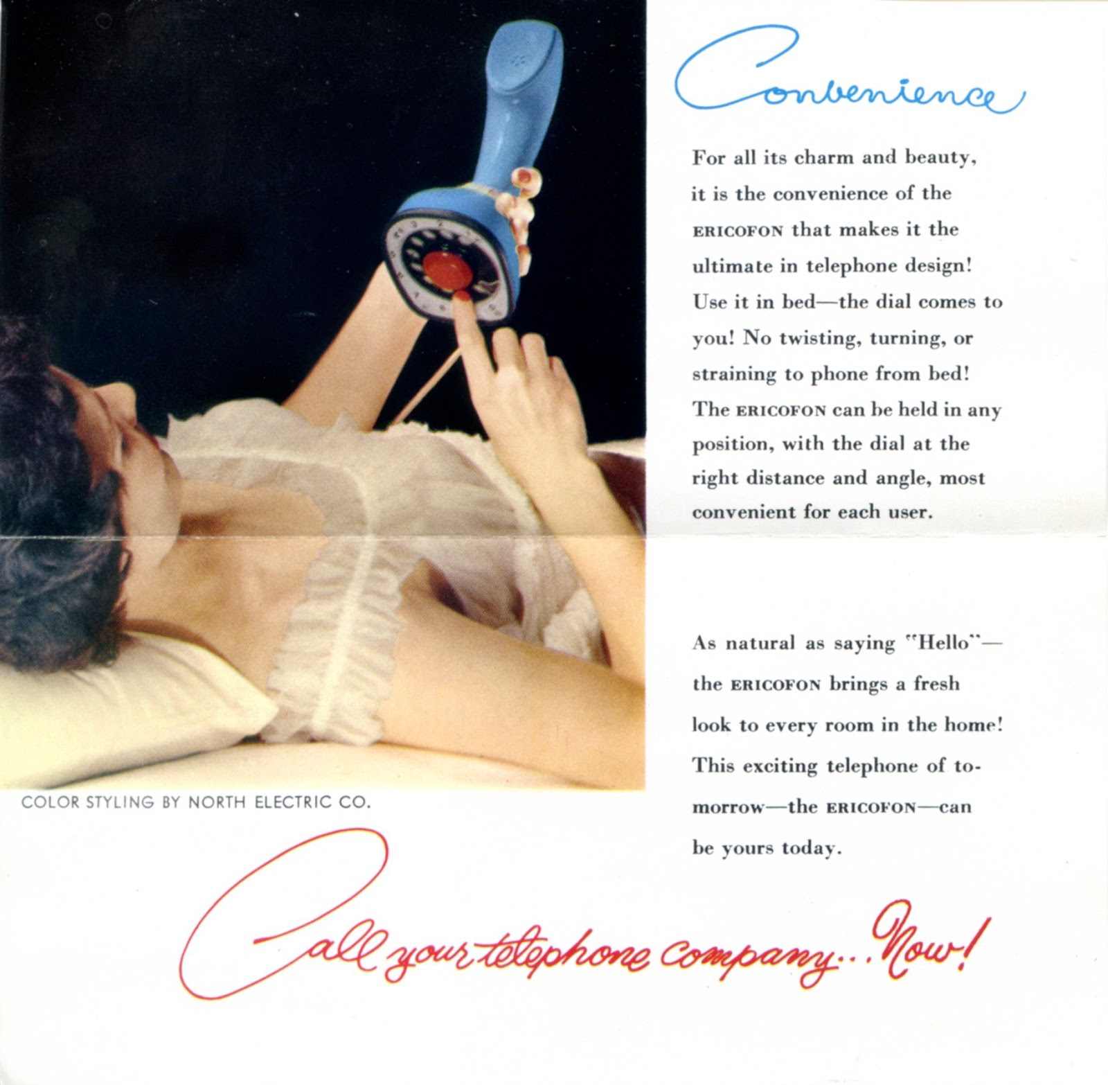 Vintage Ads of Ericofon: The Lightest One-Piece Rotary Dial Telephone introduced in the 1950s Vinta