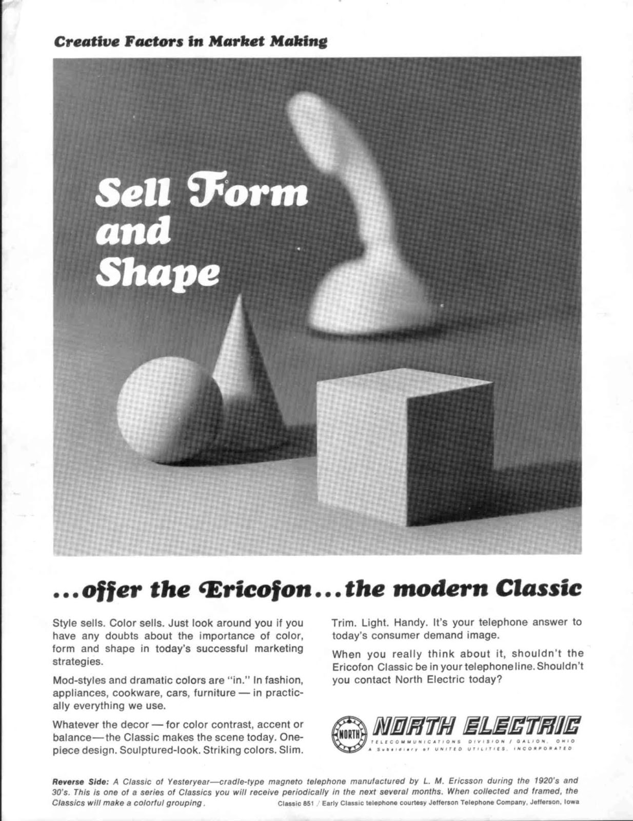 Vintage Ads of Ericofon: The Lightest One-Piece Rotary Dial Telephone introduced in the 1950s Vinta