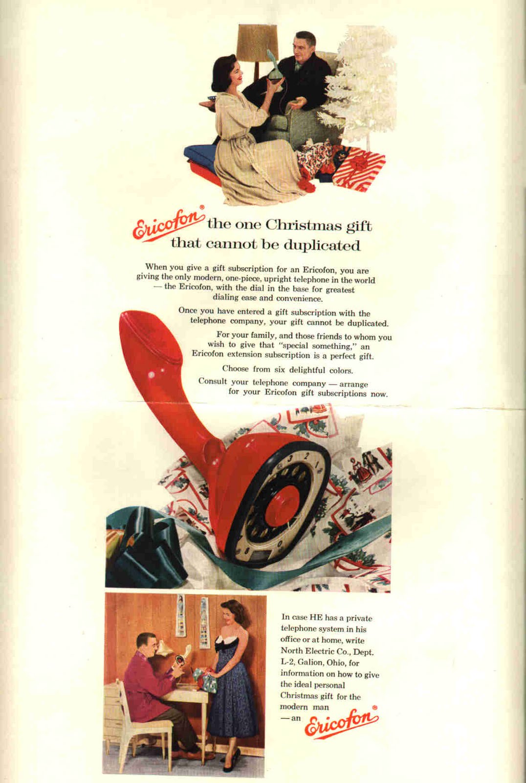 Vintage Ads of Ericofon: The Lightest One-Piece Rotary Dial Telephone introduced in the 1950s Vintag