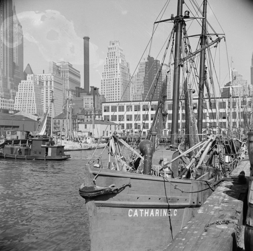 #140 The New England fishing boat, the Catherine C, docked at the Fulton fish market.