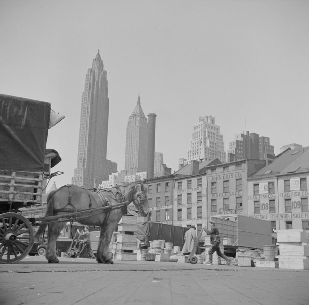 #35 A scene at the Fulton fish market, 1920s