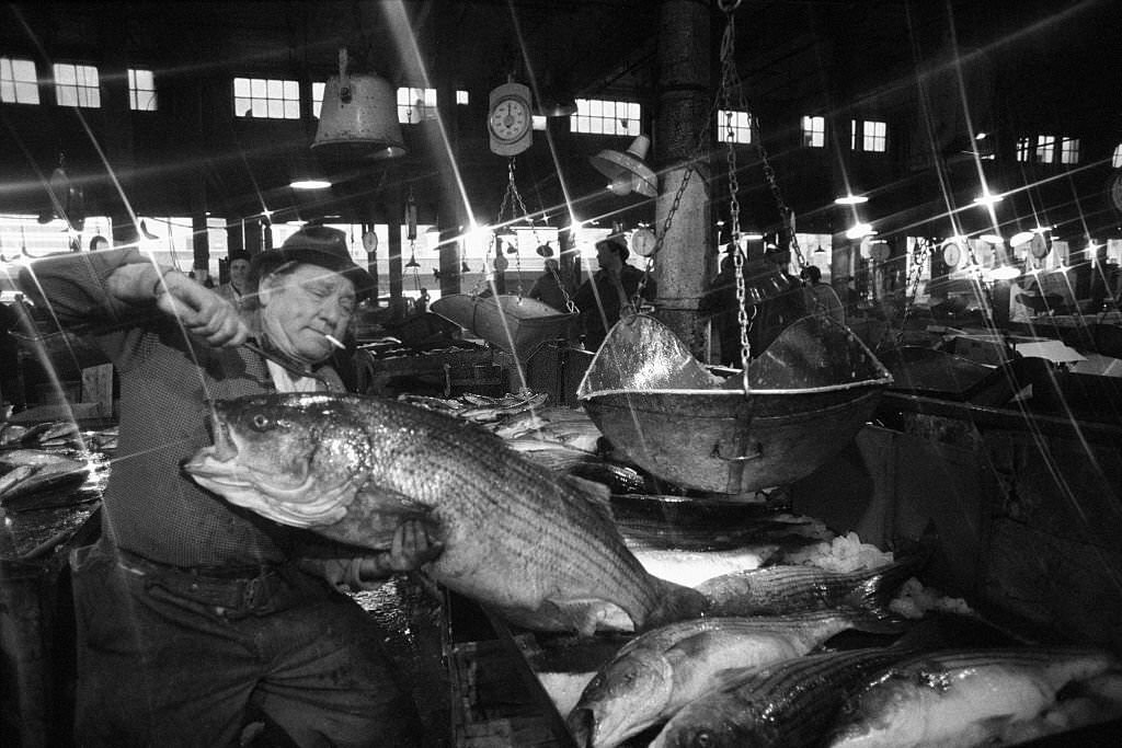 #58 Man Preparing Fish at the Market, 1940s