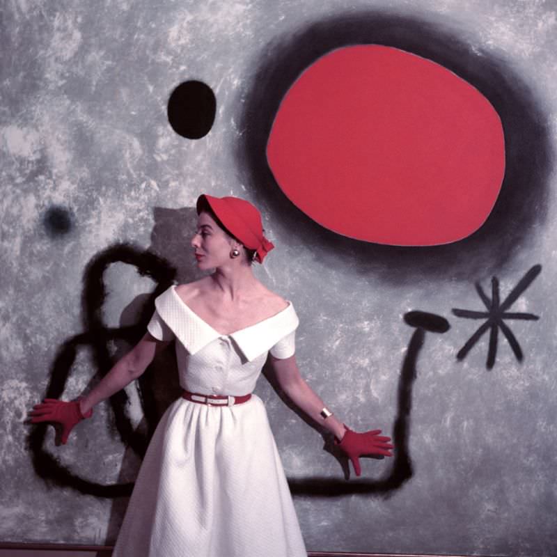 #1 Bettina Graziani at the Miro Show, Elle, Summer Collection Jacques Fath, Paris, 1953