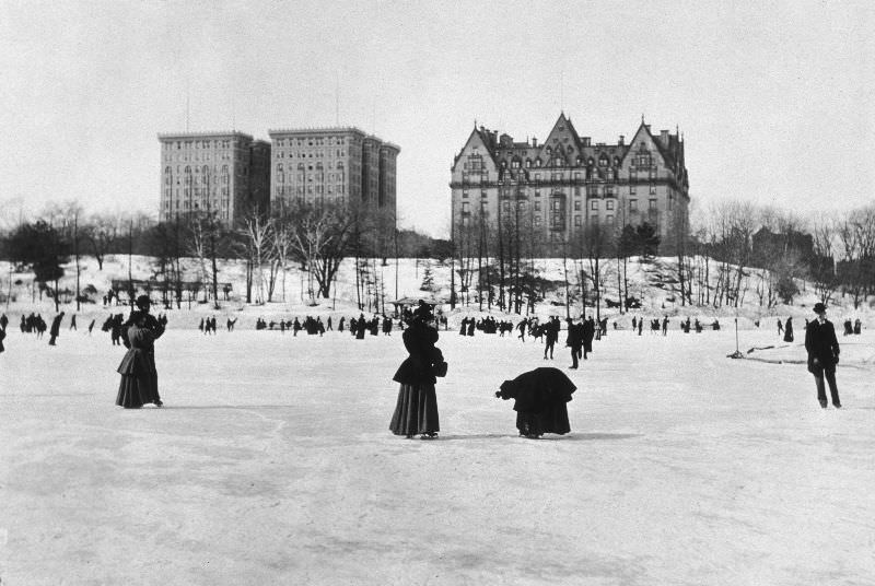 #29 People ice skating on a frozen pond, 1894.