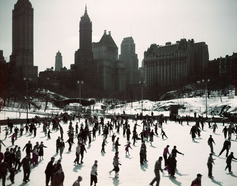 #43 People ice skating, 1950s.