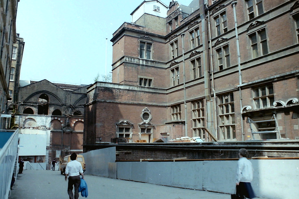 #71 Harwich House Liverpool St station 14 May 1988. Demolition for rebuiding has started.