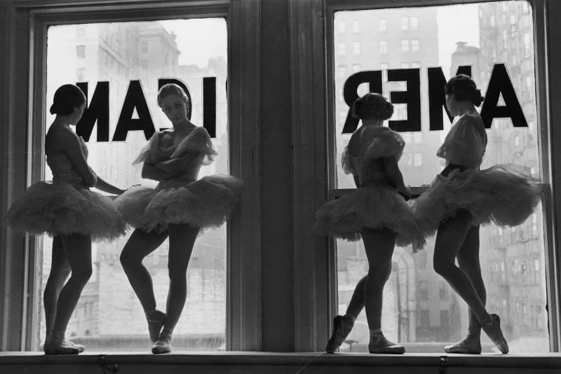 #1 Ballerinas in a rehearsal room at George Balanchine’s School of American Ballet, 1936.