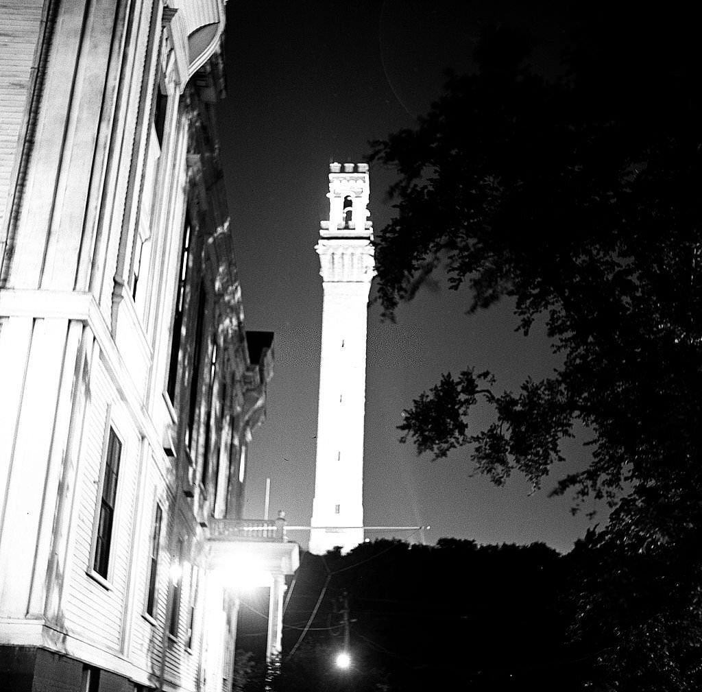 #113 Night time view of the Pilgrim Monument, Provincetown, Massachusetts, 1948.