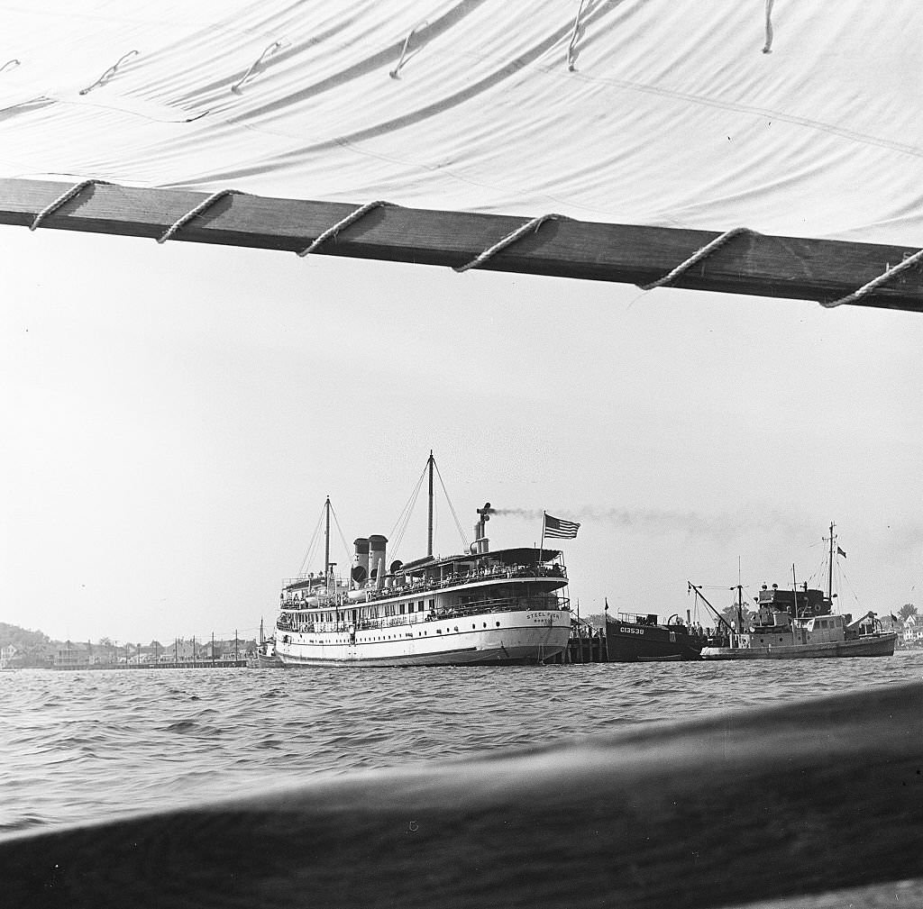 #16 View of a ferry and other ships on the waters off Provincetown on Cape Cod, near Provincetown, Massachussetts, 1947.