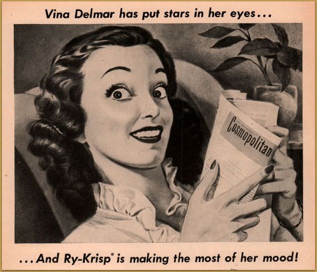 Vintage Offensive Fat-Shaming and Weight Loss ads for women from Ry-Krisp, 1930-1950 Vintage Ads