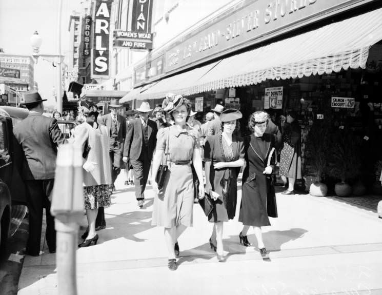 Carolyn Schulz of the Witte Museum wears a hat from 1890 from the museum’s collection, 1946.