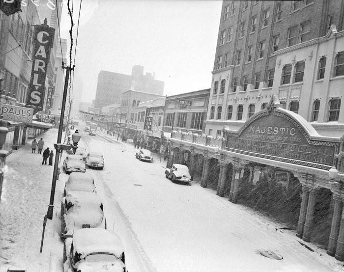 #169 Snow on Houston Street, San Antonio, 1949