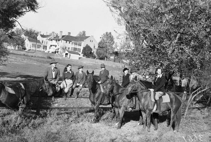 #200 Members of the Boots and Saddle Club on horseback, 1948