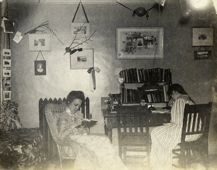 #36 Photographs and mementos kept things homey in this room, 1899.