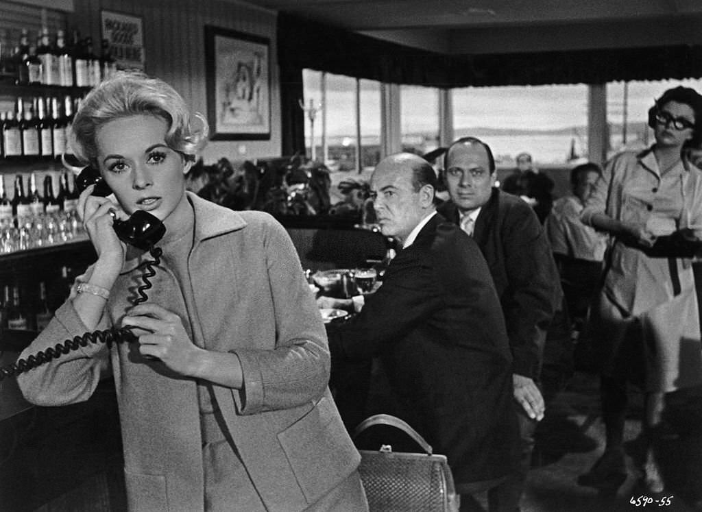 #2 The Birds Tippi Hedren makes a telephone call in a scene from ‘The Birds’, 1963
