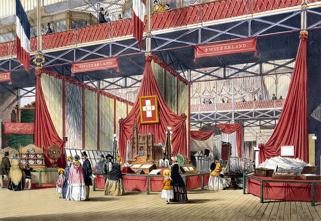 #101 Swiss stand at the Great Exhibition, Crystal Palace, London, 1851.