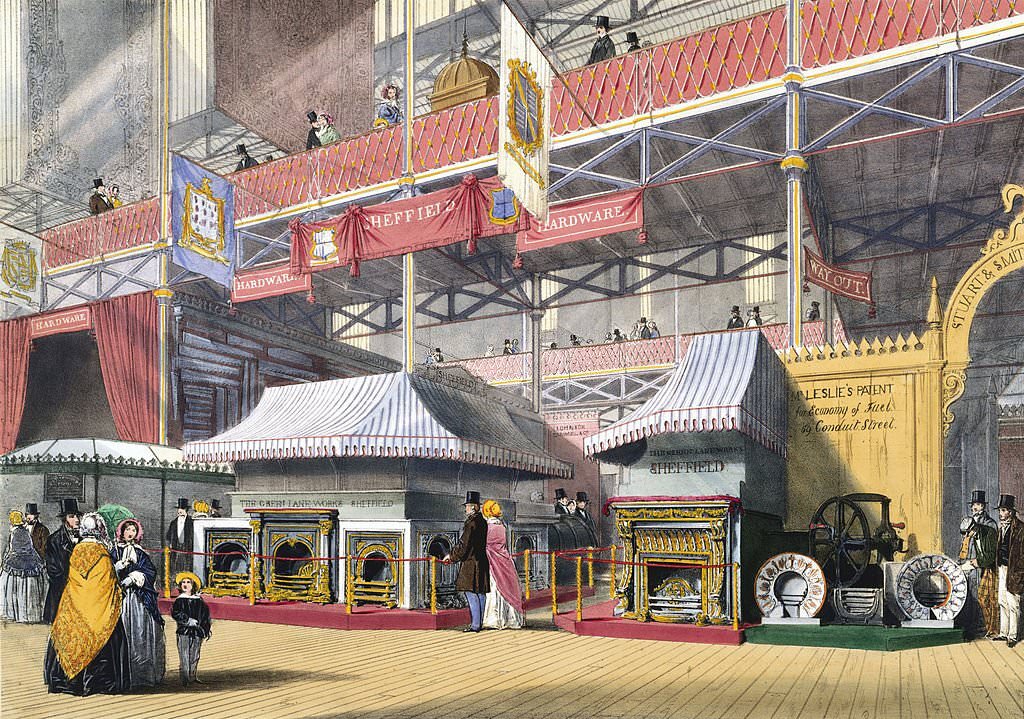 #110 Sheffield hardware at the Great Exhibition, Crystal Palace, London, 1851.