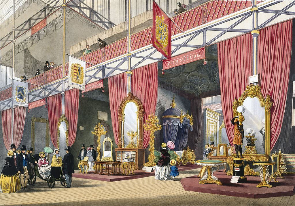 #111 Furniture at the Great Exhibition, Crystal Palace, London, 1851.