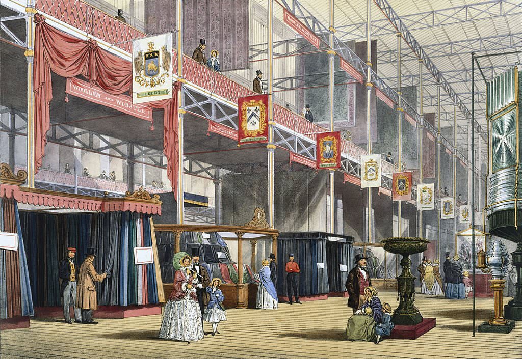 #112 A wool stand at the Great Exhibition, Crystal Palace, London, 1851.