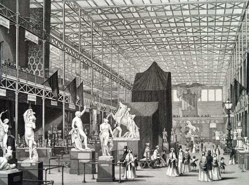 #120 Engraving depicting the interior of The Crystal Palace (the Main Avenue) during the Great Exhibition of 1851.
