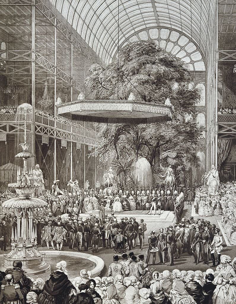 #126 Queen Victoria opening the Great Exhibition at the Crystal Palace in London, 1851.