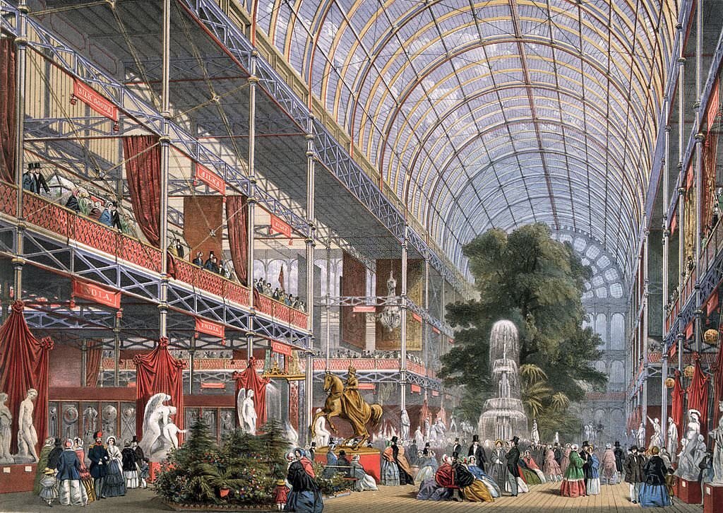 #134 The Transept at the Great Exhibition in Crystal Palace, the glass and iron building designed by Joseph Paxton, at Hyde Park, London.