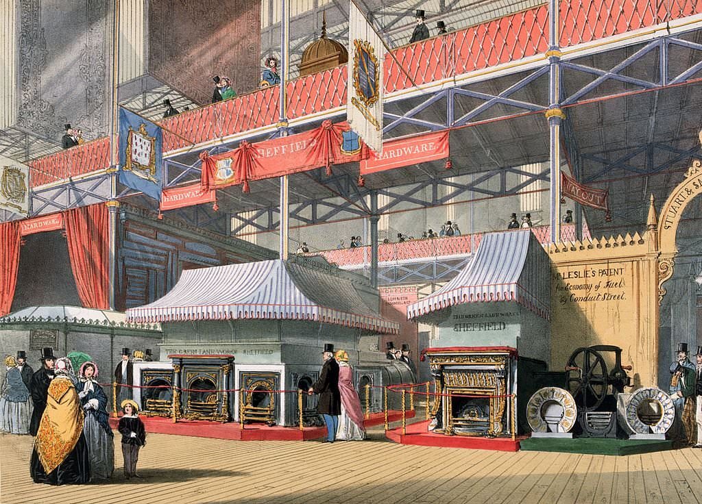 #40 Sheffield Hardware on display at the Great Exhibition in Crystal Palace, the glass and iron building designed by Joseph Paxton, at Hyde Park, London, 1851