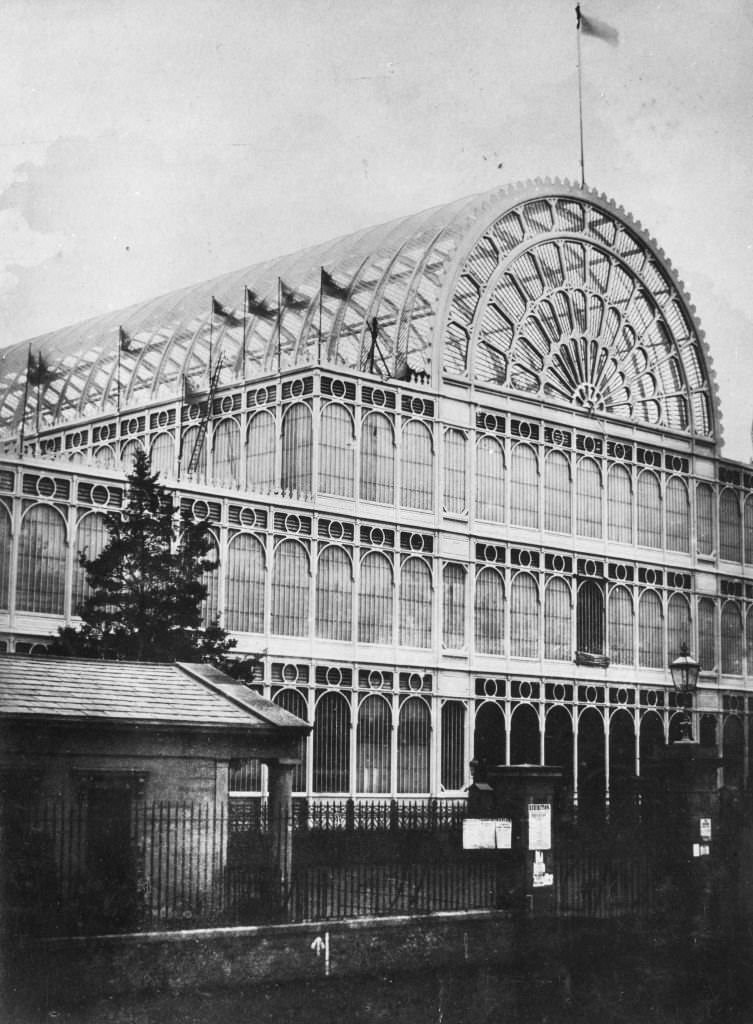 #49 The front of the Crystal Palace in London’s Hyde Park. The massive iron and glass structure was designed by Sir Joseph Paxton as the venue for the Great Exhibition of 1851.