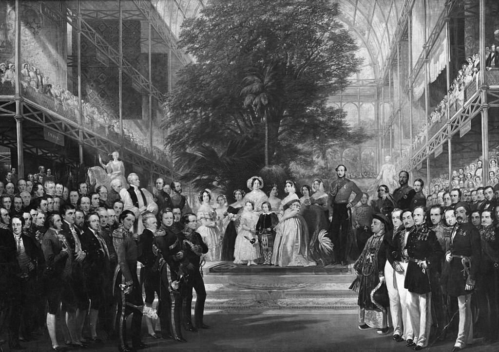 #57 Accompanied by Prince Albert and her children, Queen Victoria (1819 – 1901) opens the Great Exhibition in the Crystal Palace, London, 1