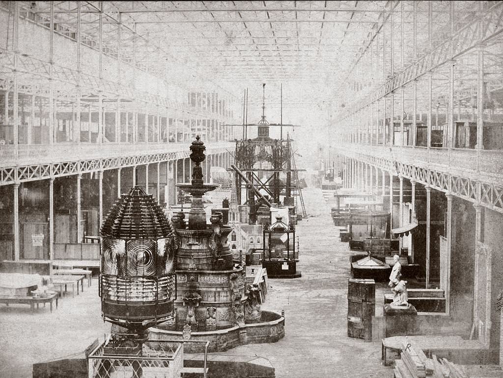 #77 Interior view of the Great Exhibition, Crystal Palace, London, 1851.