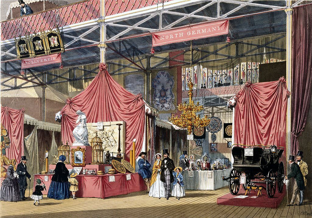 #90 North German stand at the Great Exhibition, Crystal Palace, London, 1851.