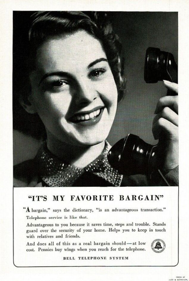 The Voice with a Smile: Vintage Bell Telephone System ads from Between the 1930s and 1950s Vintage