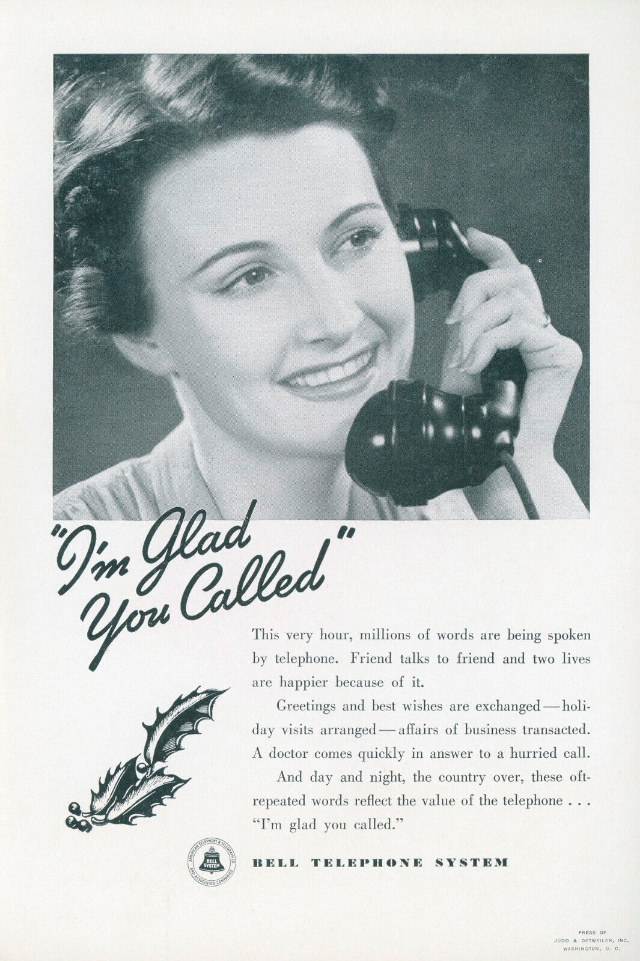 The Voice with a Smile: Vintage Bell Telephone System ads from Between the 1930s and 1950s Vintage A