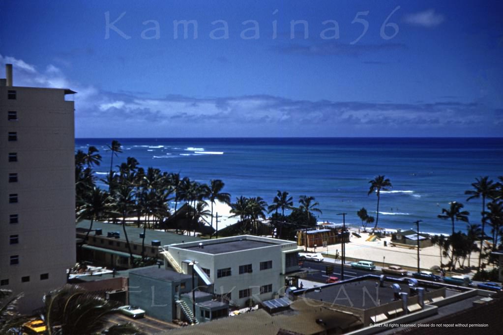 #13 Pretty Ocean view from an upper floor at the Princess Kaiulani Hotel, 1963