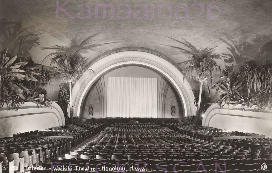 #18 The tropical interior of the Waikiki Theater, 1940s