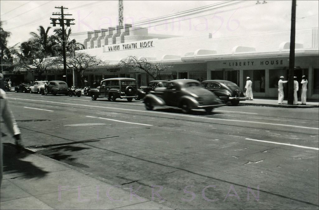 #26 Liberty House department store on the mauka side of Kalakaua Avenue in the Waikiki Theatre Block, 1944