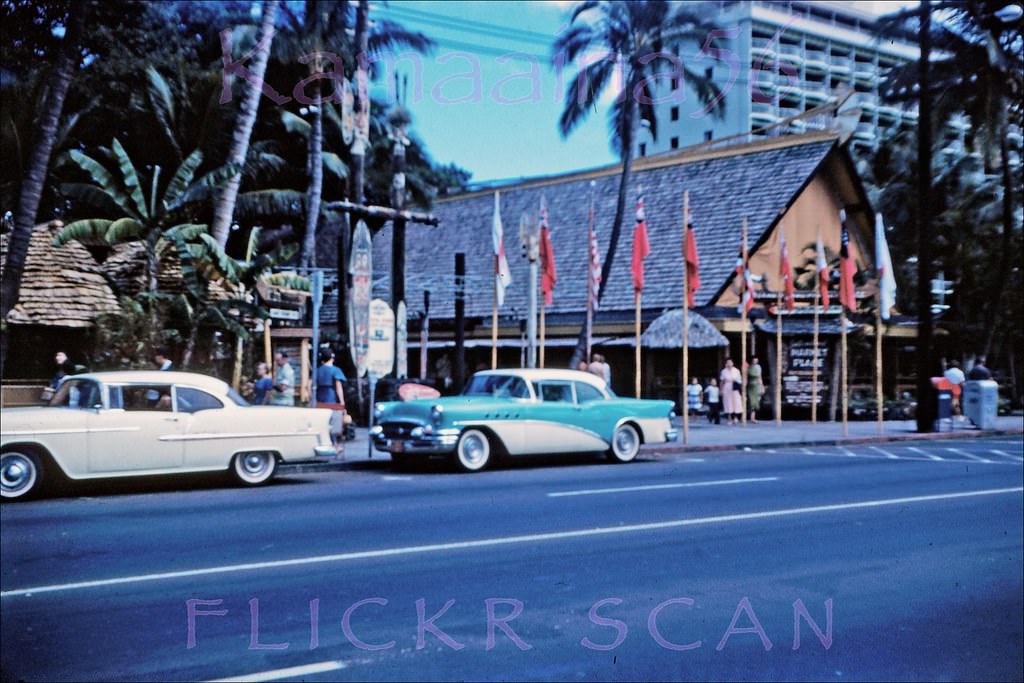 #129 The International Market Place’s entrance on Waikiki’s Kalakaua Avenue, 1959