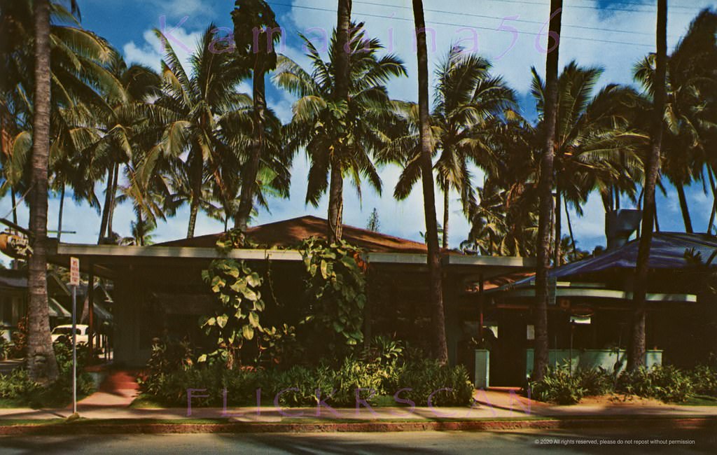 #148 The Coconut Grove Hotel’s cottages at 205 Lewers Road (now Lewers Street) just Mauka (inland) of Kalia Road in Waikiki, 1950s