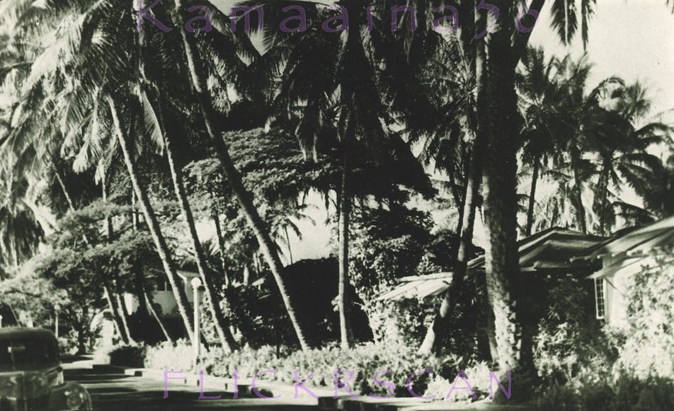 #33 The Willard European hotel cottages in the “garden spot of Waikiki” on Lewers Road at Kalia, 1940s