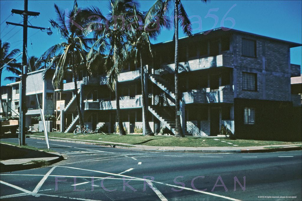 #199 On the corner of Kaiulani Avenue and Ala Wai, 1959