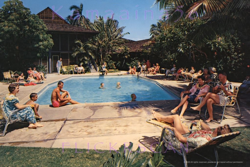 #168 Pool scene at The Breakers Hotel on Beach Walk, 1961.