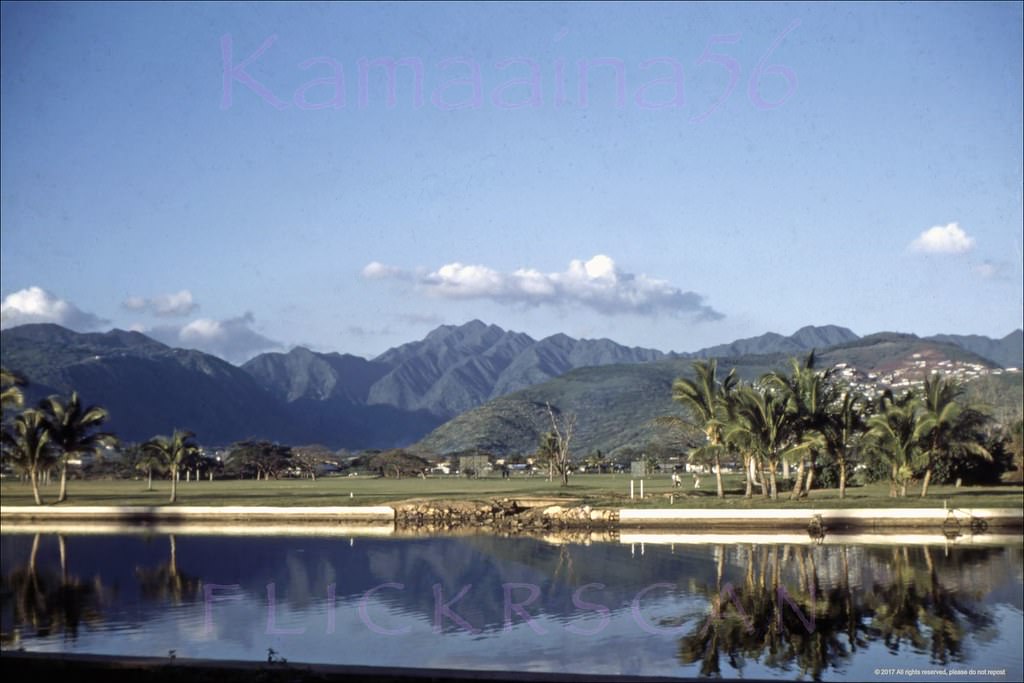 #8 Looking inland at the Ala Wai Country Club looking across Waikiki’s Ala Wai Canal, 1951