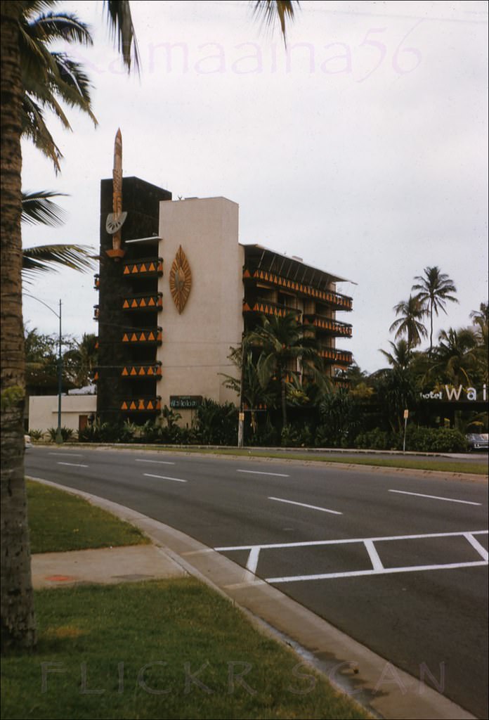 #148 The Tiki Tower at the 1956 Waikikian Hotel on Ala Moana Blvd. in Waikiki, 1961.