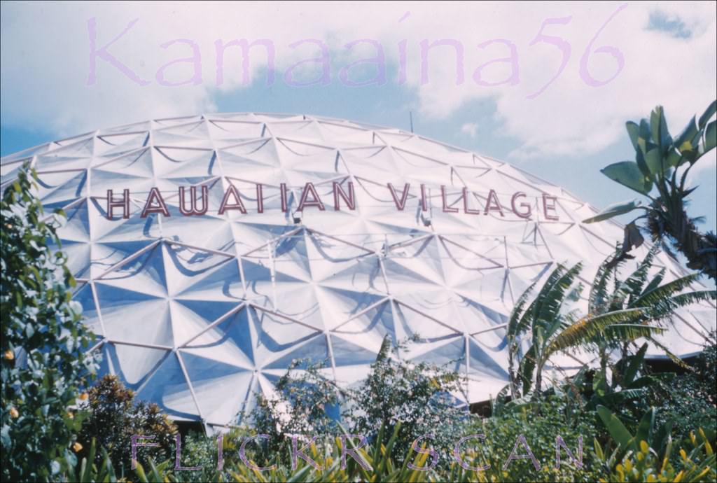 #149 View of Kaiser Aluminum Dome at the pre-Hilton Hawaiian Village Hotel from the Ala Moana side, 1960