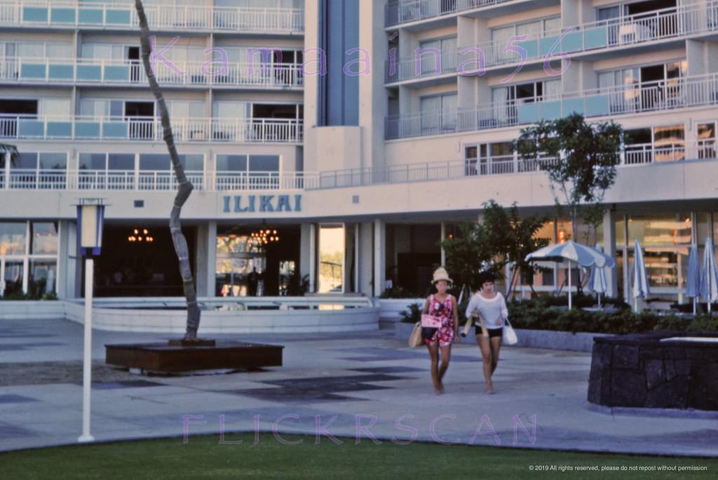 #197 The ground floor deck at the 1964 Ilikai Hotel on Waikiki’s Ala Moana Blvd., 1964