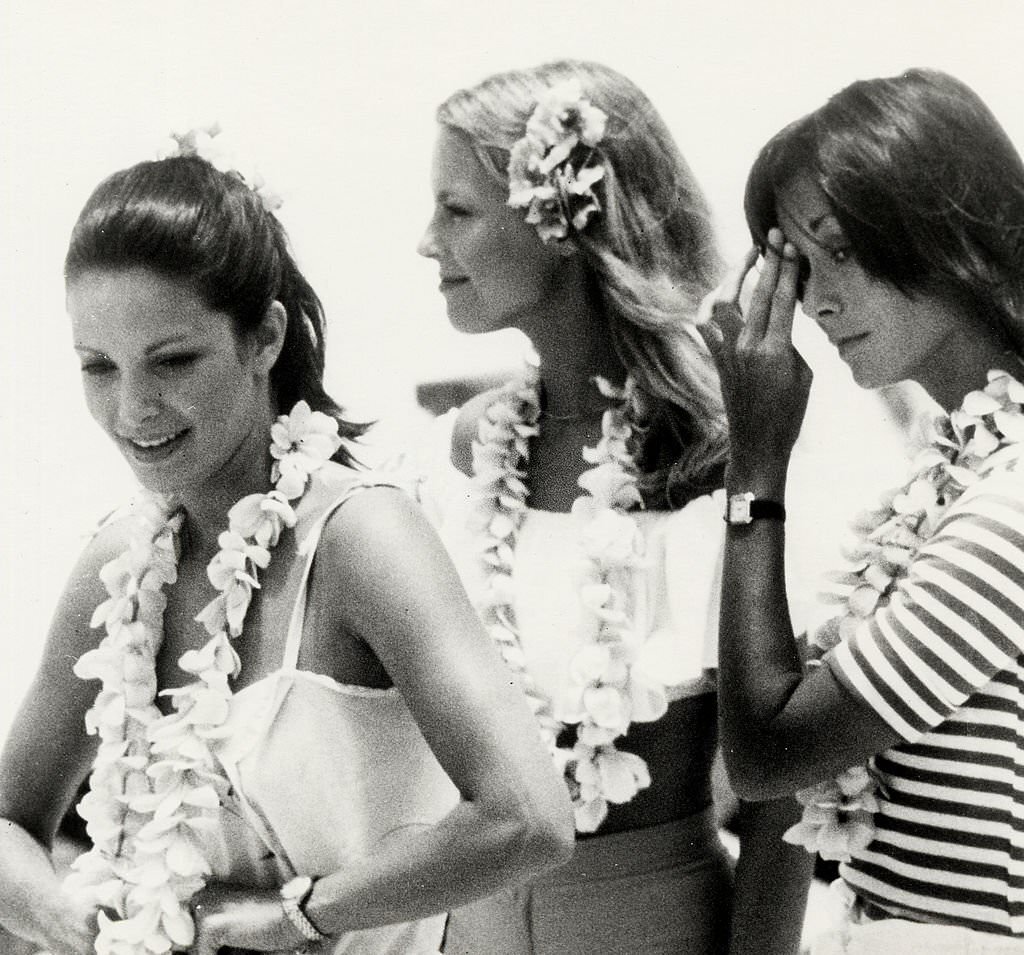 #25 Jaclyn Smith, Cheryl Ladd and Kate Jackson in Waikiki, 1970s