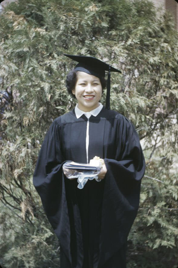 #1 Angelina Hopinka graduating from Luther College , Bethany Indian Mission, Wittenberg, Wisconsin, 1953